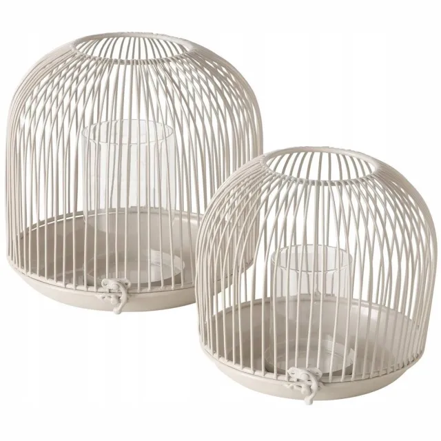 Boltze JUSTINE metalen windlichten set van 2 - zandkleurig Beige