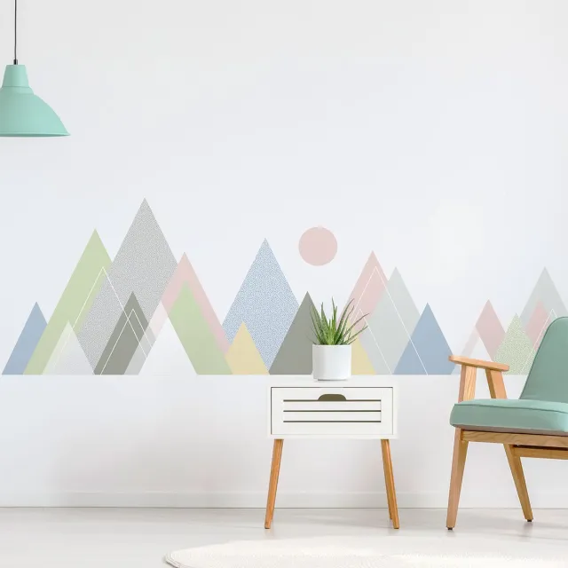Ambiance Sticker Muurstickers - Decoratie voor slaapkamer/woonkamer - Gigantische muursticker van het Scandinavische Juragebergte - 95x135cm Multi color