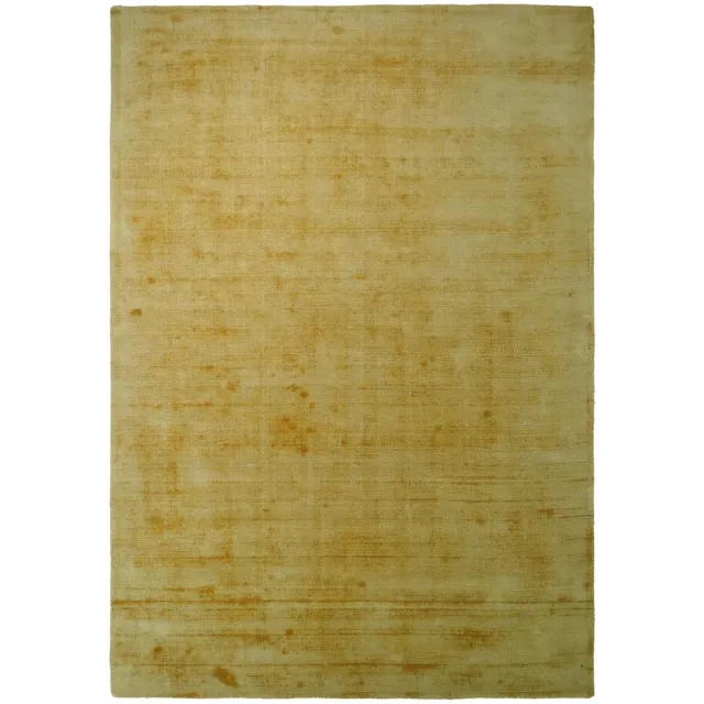 Padiro stijlvol laagpolig vloerkleed 160 x 230 cm - oker / geel - modern effen ontwerp - voor vloerverwarming - van viscose en katoen
