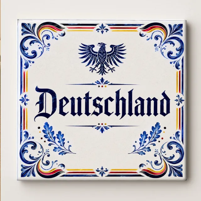 Bedruk King Duitsland Decoratieve Keramische Tegel – Deutschland Adelaar Wandtegel – Zwart Rood Goud Heritage Souvenir Cadeau Wit
