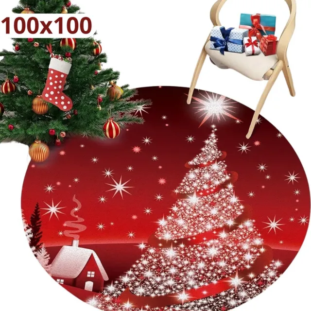 Bovista Kerstboomkleed - Kerstboom Mand - Kerstboomrok Voor Kunstboom - Kerstboomrok - Kerstboomring - Kerstrok - Kerstboomdeken - Kerstkleed - Rond 100cm Rood