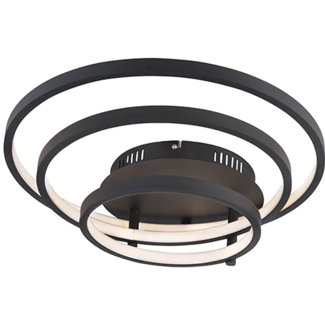 QAZQA Rondas CL Grote plafondlamp - 1 lichts - L 770 mm - Zwart Zwart LED