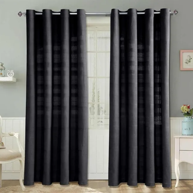 Homescapes gordijnen met oogjes Rajput zwart in een set van 2, 182 x 167 cm