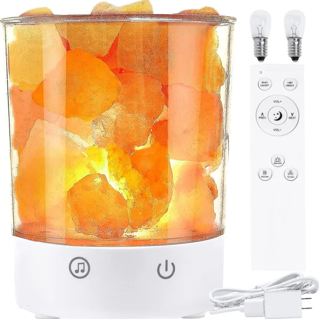 DrPhone SaltGlow – Himalaya Zoutlamp Met 21 Geluiden – Sfeerlamp - Slaapmodus – Verstelbare Volume En Helderheid – Nachtlamp – Tafellamp - Wit