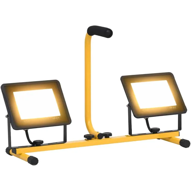 vidaXL Spotlight met handvat LED 2x50 W warmwit Zwart