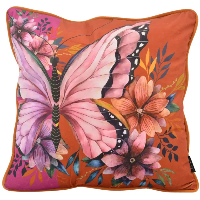 NOVÉE Butterfly Bloom Kussenhoes | 45 x 45 cm | Velvet/Polyester oranje