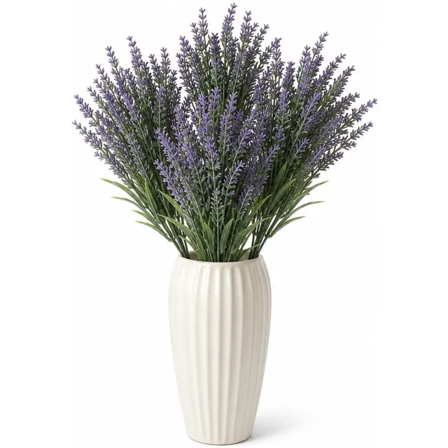 Bellatio Design Kunstbloem bos Lavendel / lavendula - 4x - 41 cm - 5 takken - paars - kunst zijdebloemen