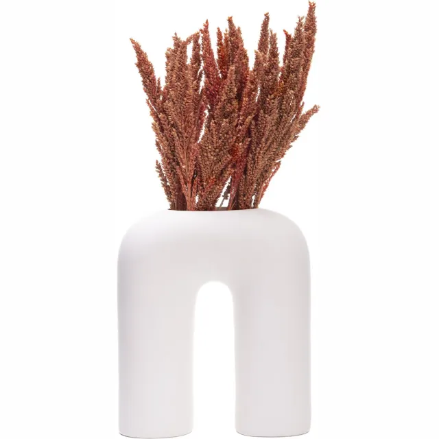 QUVIO Vaas - U vorm - Keramiek - Vazen - Bloemenvaas - Vaasje - Vaas voor droogbloemen - Japandi - Scandinavisch - Wit