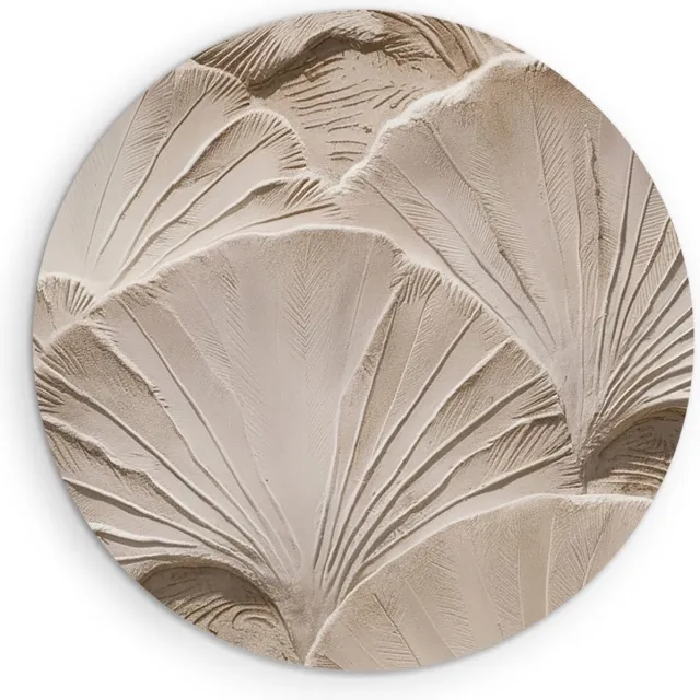 Saammp Muurcirkel Hout - Gedroogde Planten - Wit- Landschap - Natuur - Ø 70 - Wandcirkel - Wanddecoratie Cirkel - Muurdecoratie Woonkamer - Slaapkamer decoratie - Rond Schilderij