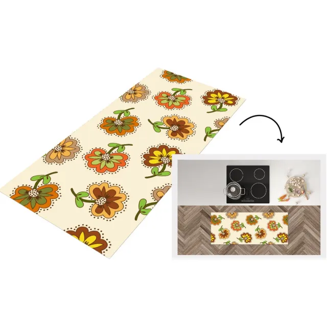 KitchenYeah Keukenloper - Keukenmat vinyl Design - Bloemen - Retro - Vintage - Keukenmatten loper - Keuken vloerkleed tapijt, foto 2