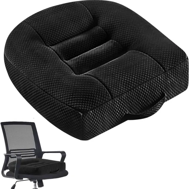 Allecto Plus Zitverhoging autozitkussen 40 x 40 cm voor volwassenen - Ergonomisch orthopedisch stoelkussen voor auto, bureaustoel en rolstoel - Extra groot en comfortabel - Verbetert zithouding Zwart