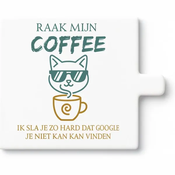 Bedruk King Grappige “Raak Mijn Coffee Niet Aan” Keramische Tegel – Sarcastische Koffieliefhebber Quote Tegel – Humor Cadeau voor de Keuken Wit