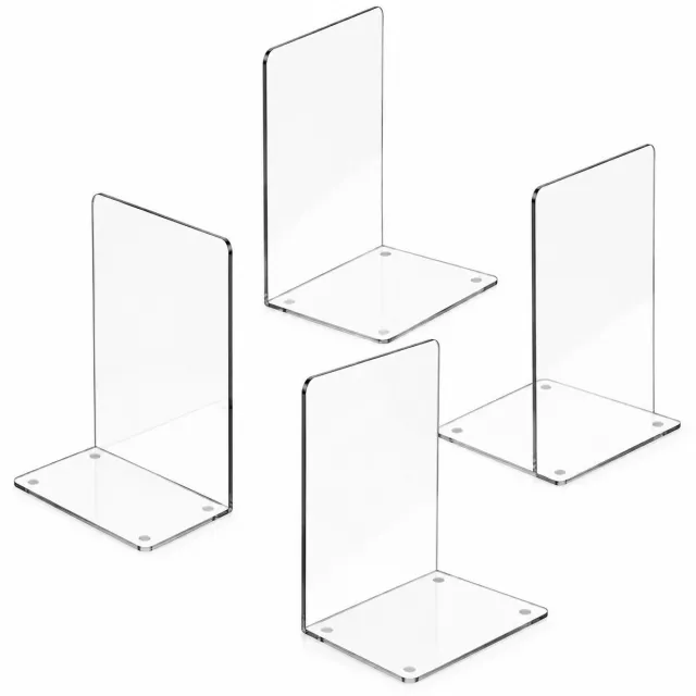 VHV Boekensteun - 4 stuks - Transparant boekenstandaard - Boekensteunen - Boekenhouder - Plank organizer - Boeksteun - op kantoor