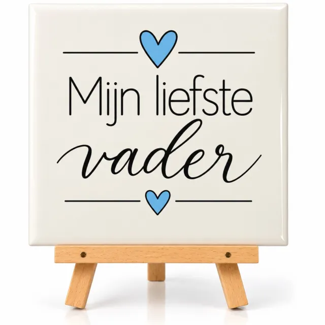Afecto Mijn Liefste Vader Tegeltje 10x10 cm – Inclusief Houten Ezel – Decoratief Cadeau voor Papa – Vaderdag, Verjaardag of Bedankje Tegeltje met spreuk mijn liefste vader
