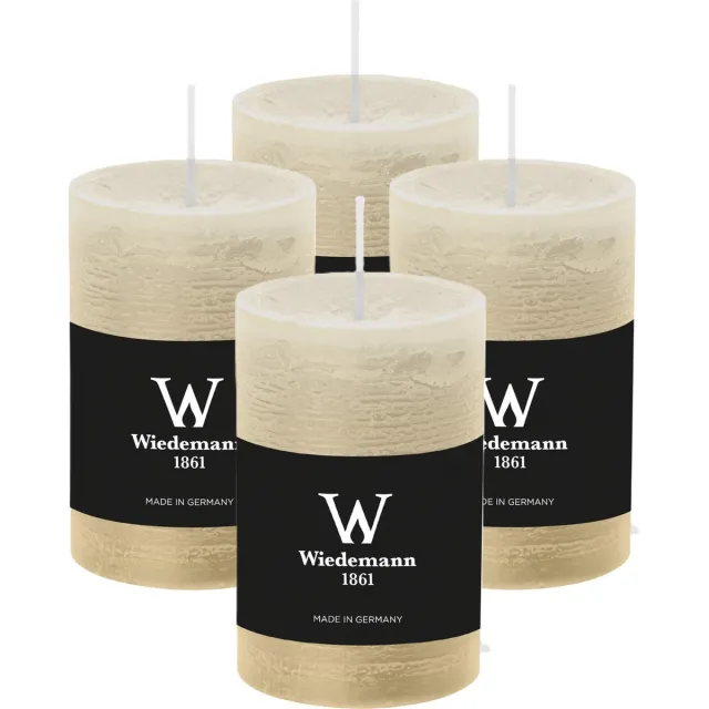 Wiedemann Cilinderkaars/stompkaars - 4x - rustieke kaars - ivoorwit - 6 x 9 cm - 30 branduren