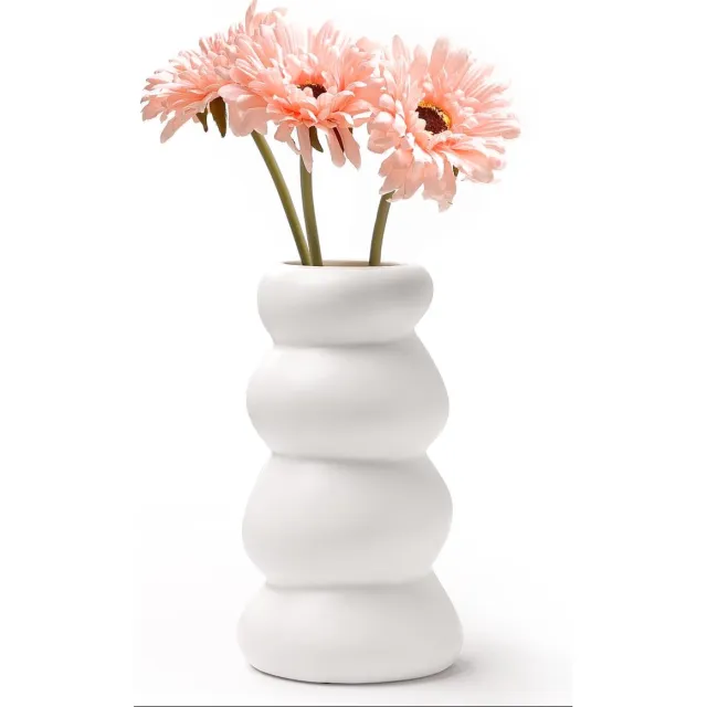 Unyqoos Witte keramische vaas voor droogbloemen en pampasgras in Scandinavische stijl