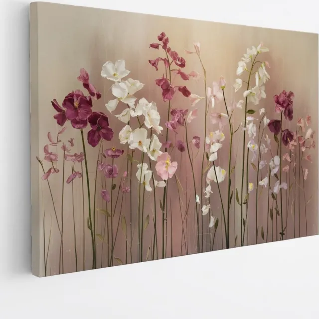Saammp Canvas Schilderij - Kleurrijk bos bloemen - Natuur - Landschap - 40x30 - Foto op canvas - Wanddecoratie - Muurdecoratie Woonkamer - Slaapkamer decoratie - Canvas Print Multicolor