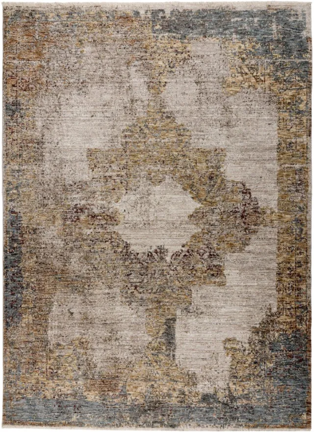 Padiro elegant laagpolig vloerkleed 120 x 170 cm - lichtbeige - vintage patroon - voor vloerverwarming - van polyester en katoen