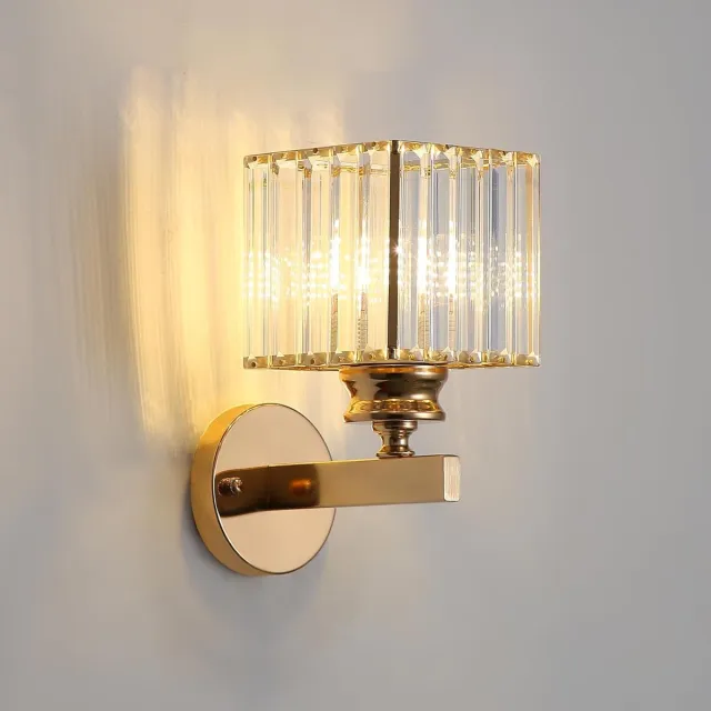 KZQ Retro Kristal Wandlamp Plafondlamp - E27 Fitting - Modern Goud Vierkant - Voor Slaapkamer Woonkamer Hal - Goud geel.7