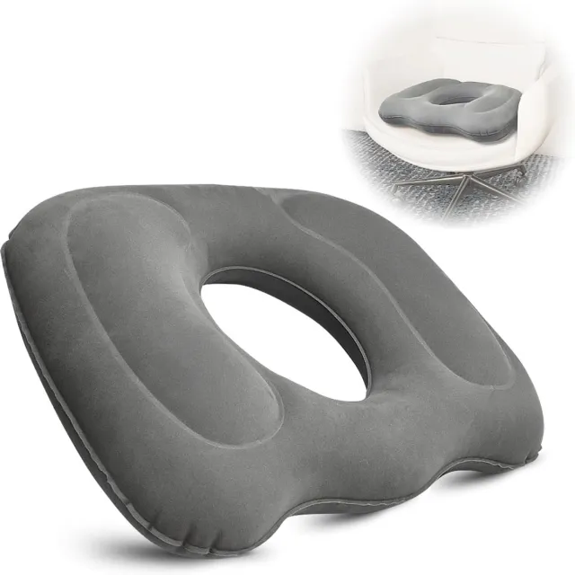 KZQ Zitkussen - Opblaasbaar zitkussen - Verlicht stuitbeenpijn - Orthopedisch zitkussen voor aambeien en ischias - Speciaal stuitbeenkussen voor herstel na de bevalling, zwangerschap, bureaustoelen, auto's, rolstoelen - Grijs - 45*39*11 cm