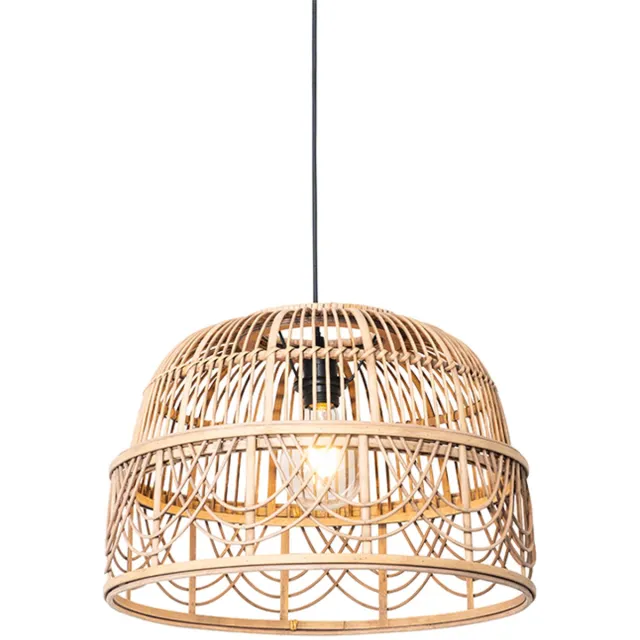 QAZQA michelle - Oosterse Hanglamp eettafel - 1 lichts - Ø 49 cm - Bruin - Woonkamer | Slaapkamer | Keuken