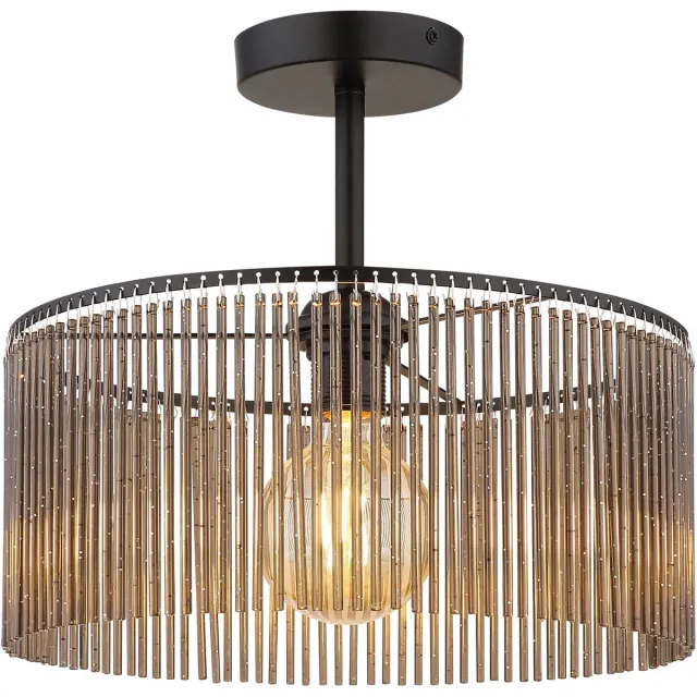 Globo Plafonniere - zwart - LEEDS - glas - Ø 35cm - E27 - 63080108 - Globo