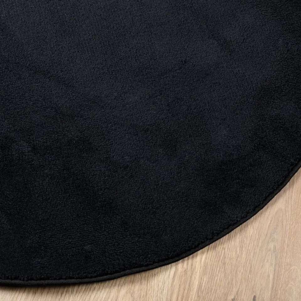 vidaXL Vloerkleed OVIEDO laagpolig Ø 200 cm zwart, foto 4