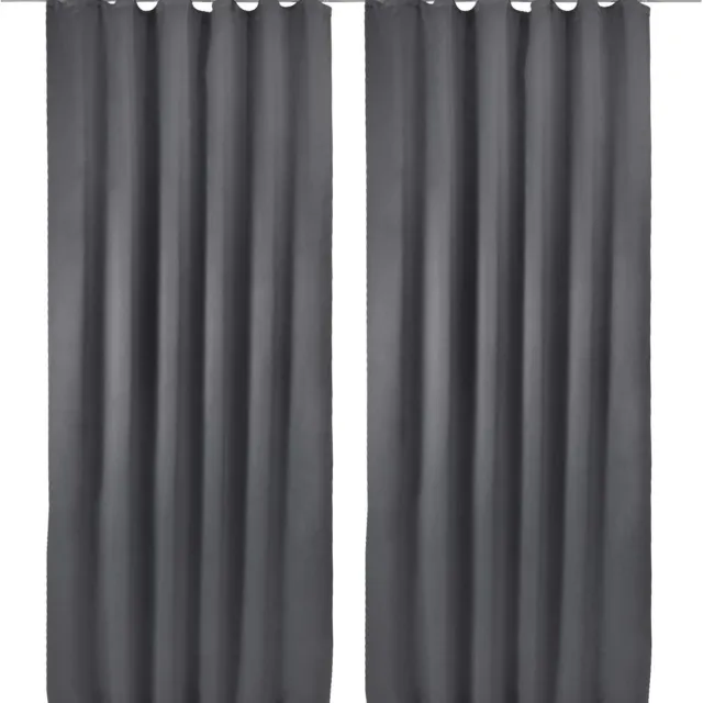 Ibenzoa Set van 2 Moderne Verduisteringsgordijnen met Plooiband, Antraciet, 140 x 245 cm voor Grote Ramen zwart
