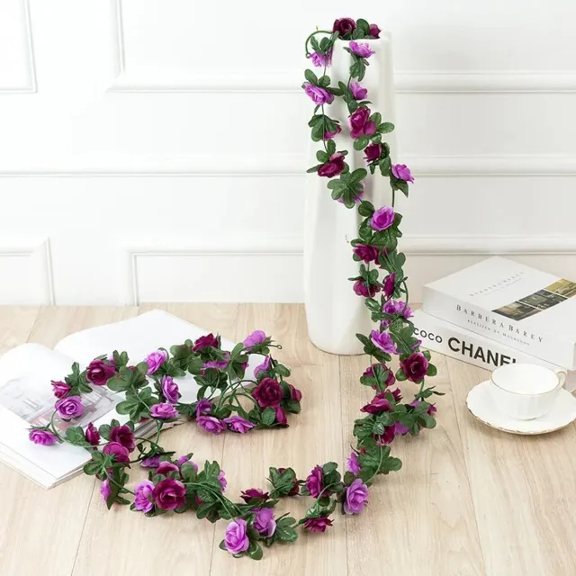 Kasey Kunstbloemen Rozen Slinger 250 cm - Paars & Lila Kunstrozen - Bruiloft, Interieur & Fiets - Kasey