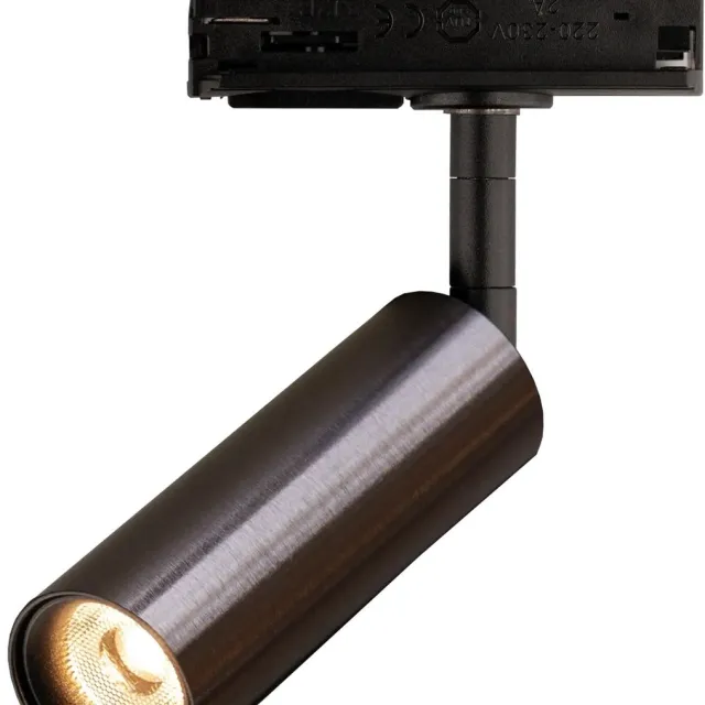 Fantasia LOPAL LED railspot in brons, 4,5W, 1 lichtpunt, geschikt voor 1-fase rail (track) systemen.