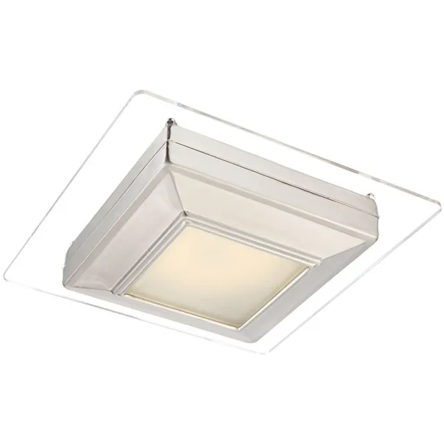 Globo Plafondlamp Hanglamp LED-verlichting Plafondlamp, gespiegeld chroom, gesatineerd, vierkant, 12 watt, LxBxH: 23x23x10 cm Duidelijk