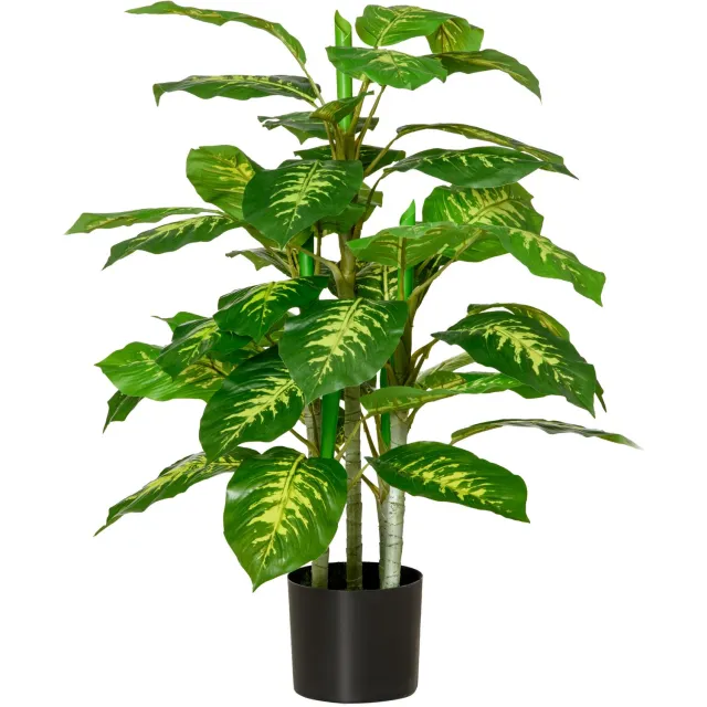 Homona Kunstplant dieffenbachia - Inclusief pot - 95 cm hoog - Groen