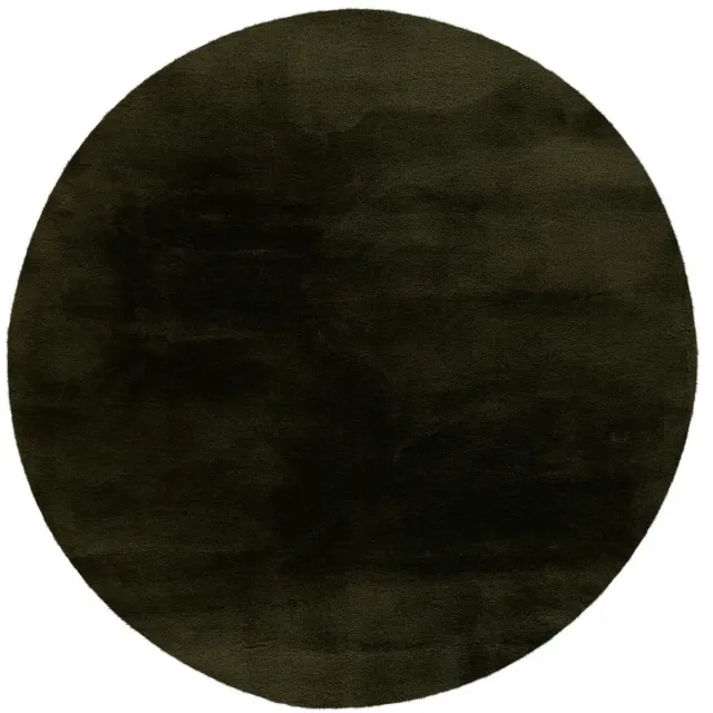 Dutch XXL Rond Fluffy Vloerkleed | Tapijt | Heaven | Uni | Basilicumgroen | 120x120 cm