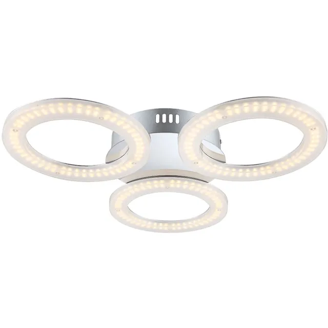 Globo Lighting Plafondlamp Designlamp Woonkamerlamp Eetkamerlamp, 3 vlammen, chroom opaal, 3x LED 10W 870Lm 3000K, DxH 52x6 cm Wit