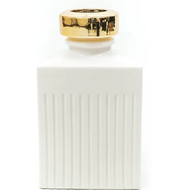 House Vitamin HV Home de Cologne Vaas - Wit/Goud - 14.5x9.3x25.1cm Wit - ecru