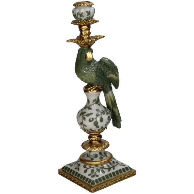 HD Collection Kaarsenhouder Vogel Polyresin 13x13x39cm Groen