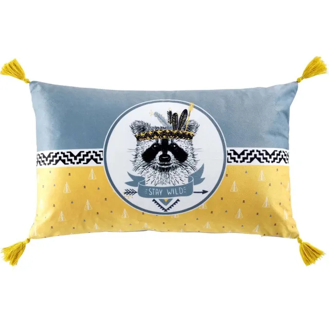 Douceur d intérieur Decoratief kussen STAY WILD, met franjes, 30 x 50 cm veelkleurig