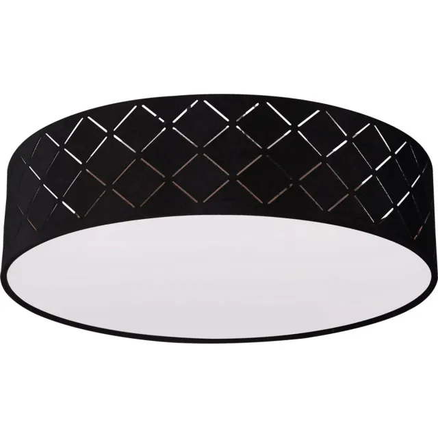 Globo Lighting Plafondlamp textiel zwart zwart goud Woonkamerlamp rond, gesatineerd, afstandsbediening dimbaar, 2x RGB LED 8,5W 806Lm warm wit, DxH 38x10 cm