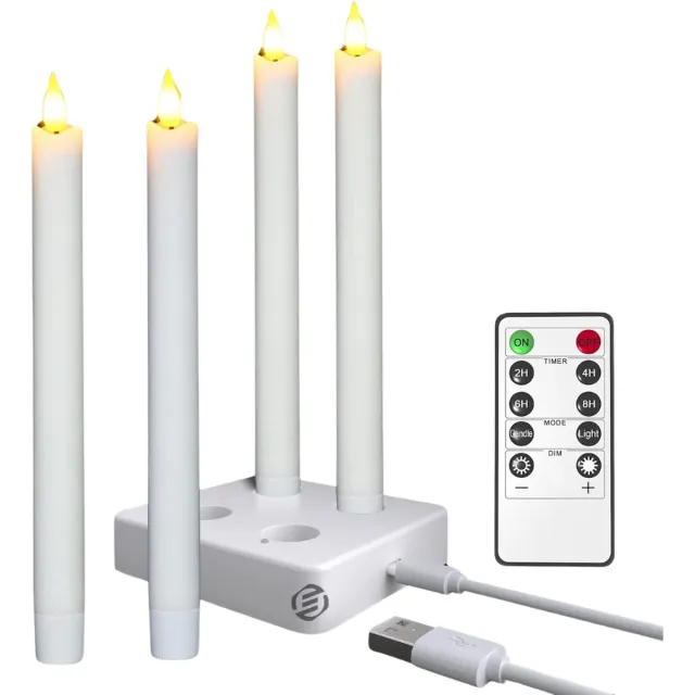 Equivera Oplaadbare LED Kaarsen - Elektrische Kaarsen - Oplaadbare Waxinelichtjes - Realistische Kaarsen - Kerstverlichting - Veilig en Duurzaam wit
