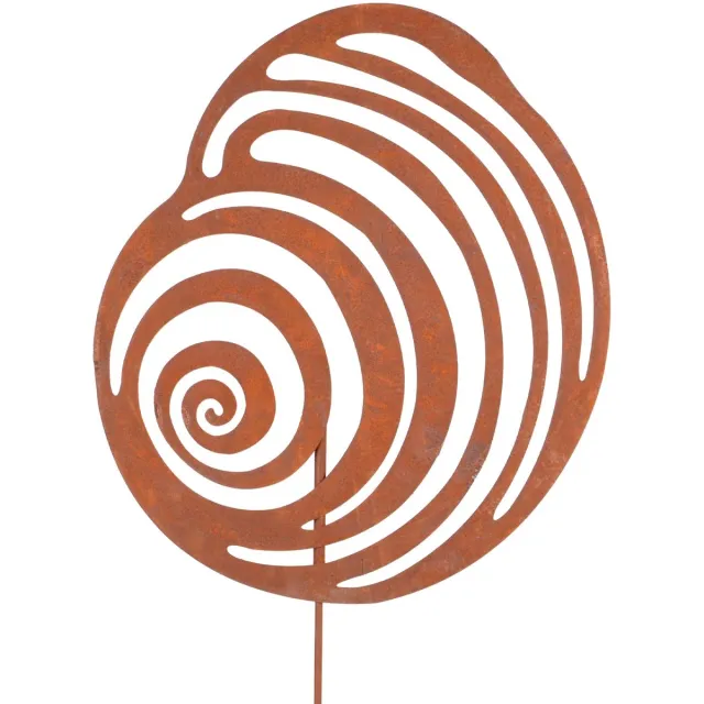 UNUS Tuinsteker schelp groot in roestlook - Decoratie voor buiten - Tuin - Metaal - Tuindecoratie voor buiten Bruin