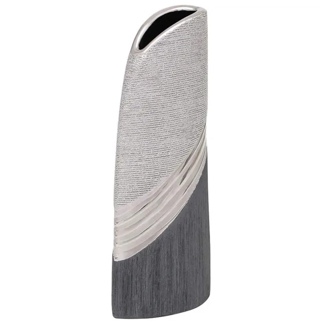 Unyqoos Stijlvolle zilvergrijze keramische vaas voor moderne interieurdecoratie, Keramiek, 25cm Zilvergrijs