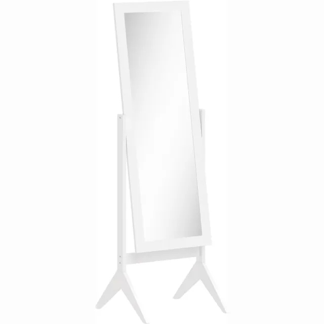 ZYLARO Passpiegels - Staande Spiegel En Make-upspiegel - Verhoogde Poten - Onderhoudsvriendelijk MDF - Wit - 47 x 46 x 148 cm"