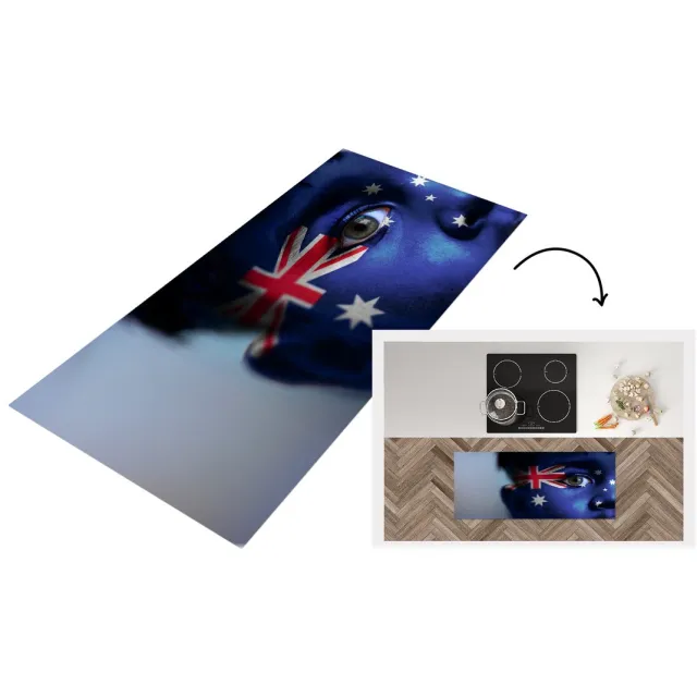 KitchenYeah Keukenloper - Loper keuken - Vlag van Australië - Keukenloper vinyl Multicolor