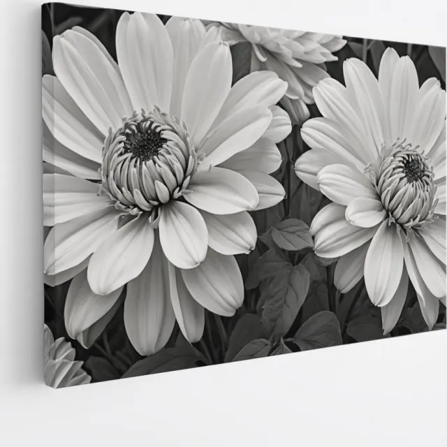 Saammp Canvas Schilderij - Zwart witte Bloemen - Natuur - Abstract - 120x80 - Foto op canvas - Wanddecoratie - Muurdecoratie Woonkamer - Kantoor Decoratie Multicolor