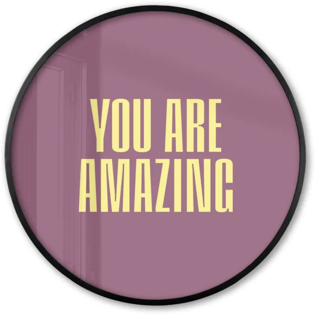 FrameYourWall Poster in lijst Rond - Fotolijst 60x60 cm - Posters - Tekst - Paars - Amazing - Ronde posterlijst zwart - Decoratie - Wanddecoratie woonkamer - Muurdecoratie slaapkamer Tekst - Moeder - Liefde 4