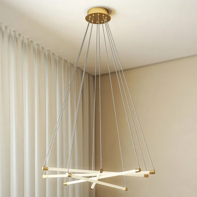 Wclavion Plafondlamp‑led‑50w‑5 verstelbare lichtbuizen‑woonkamer eetkamer keuken‑goud‑wit golden