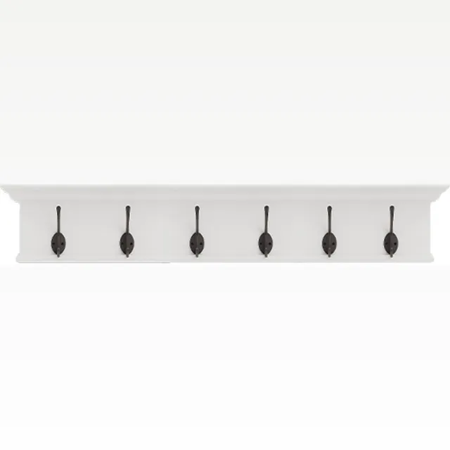 Nova Solo Halifax Wandkapstok met 6 Haken en Geïntegreerde Hoedenplank - Stijlvol Klassiek Landelijk Design in Wit met Hoogwaardige Afwerking van Massief Hout