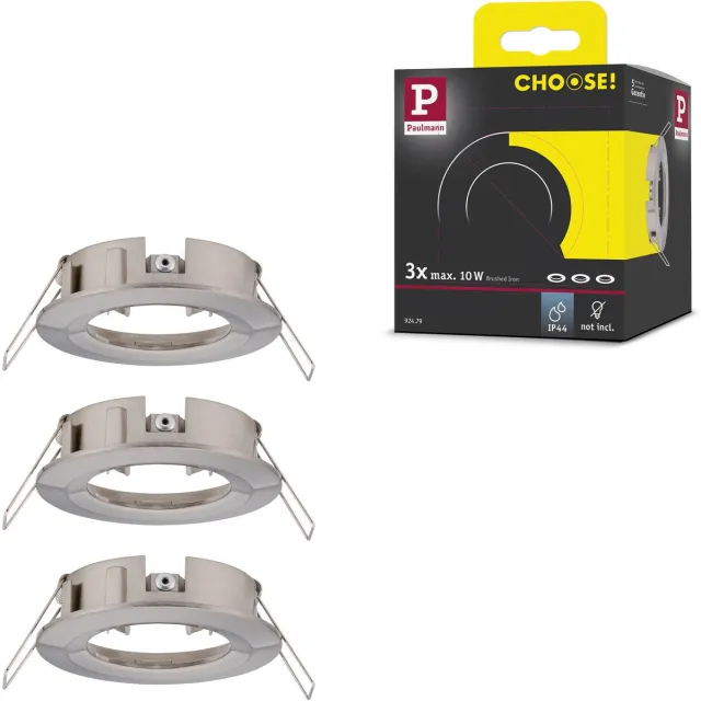 Paulmann Inbouwlamp Choose Basisset star IP44 rond 78 mm max. 3x10W 230V dimbaar Staal geborsteld