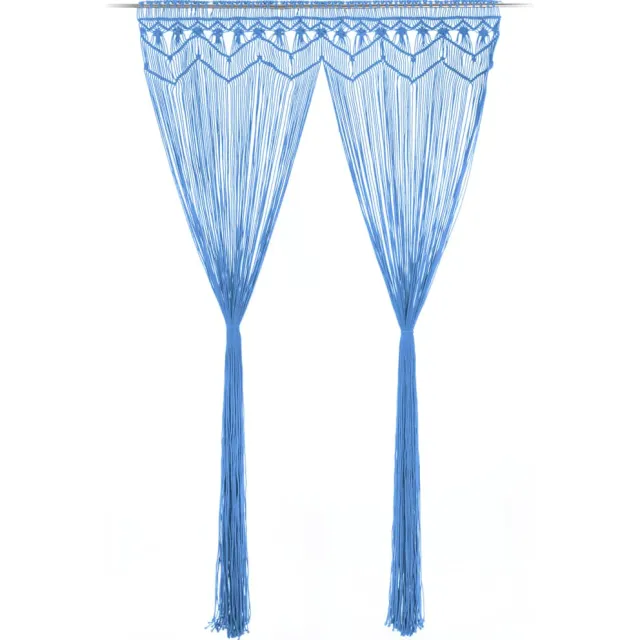 vidaXL Gordijn macramé 140x240 cm katoen blauw