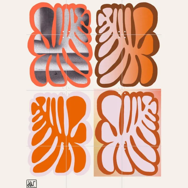 IXXI Petal Logic, Henriette Visscher - 60 x 80 cm - Grote wanddecoratie en posters - Abstract, Minimalisme, Decoratieve kunsten, Kleurrijk, Modern Warme kleuren / Oranje / Roze